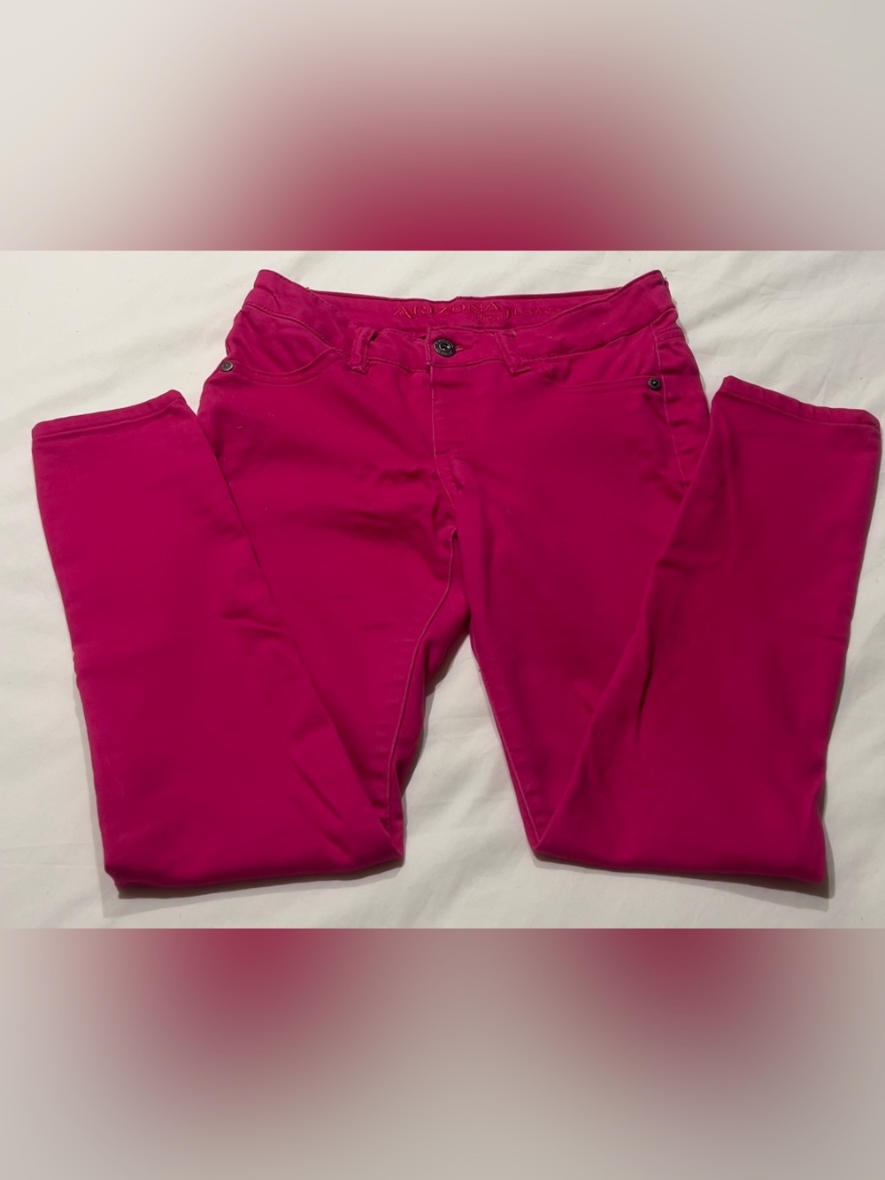 Arizona Jean Co Girl’s Denim Solid Pink Pull up Jegging Sz 12 R
